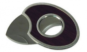 Round Steel & Wood Cigar Cutter