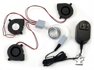 Air Circulation Kit - Small Round Fan with Long Ribbon Cable - 12v
