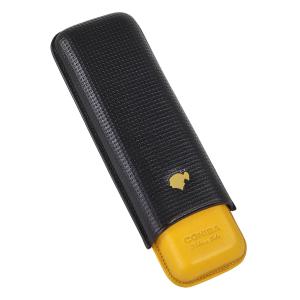Cohiba Leather Adjustable 2 Cigar Case - Yellow & Black