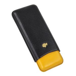 Cohiba Leather Adjustable 3 Cigar Case - Yellow & Black