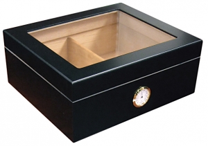 The Chalet 25 Glasstop Humidor - Black