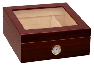 The Chalet 25 Glasstop Humidor - Mahogany