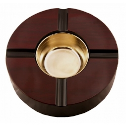 Four Cigar Cherry Wood Ashtray - Round