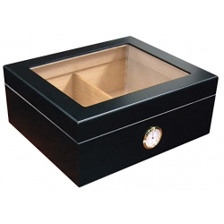 The Chalet 25 Glasstop Humidor - Black
